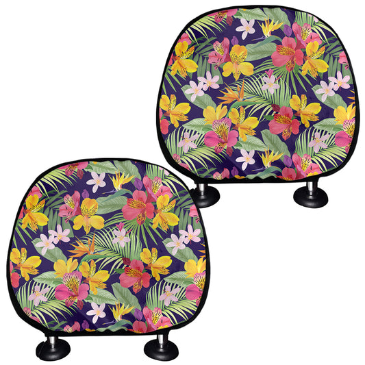 Tropical Alstroemeria Pattern Print Car Headrest Covers