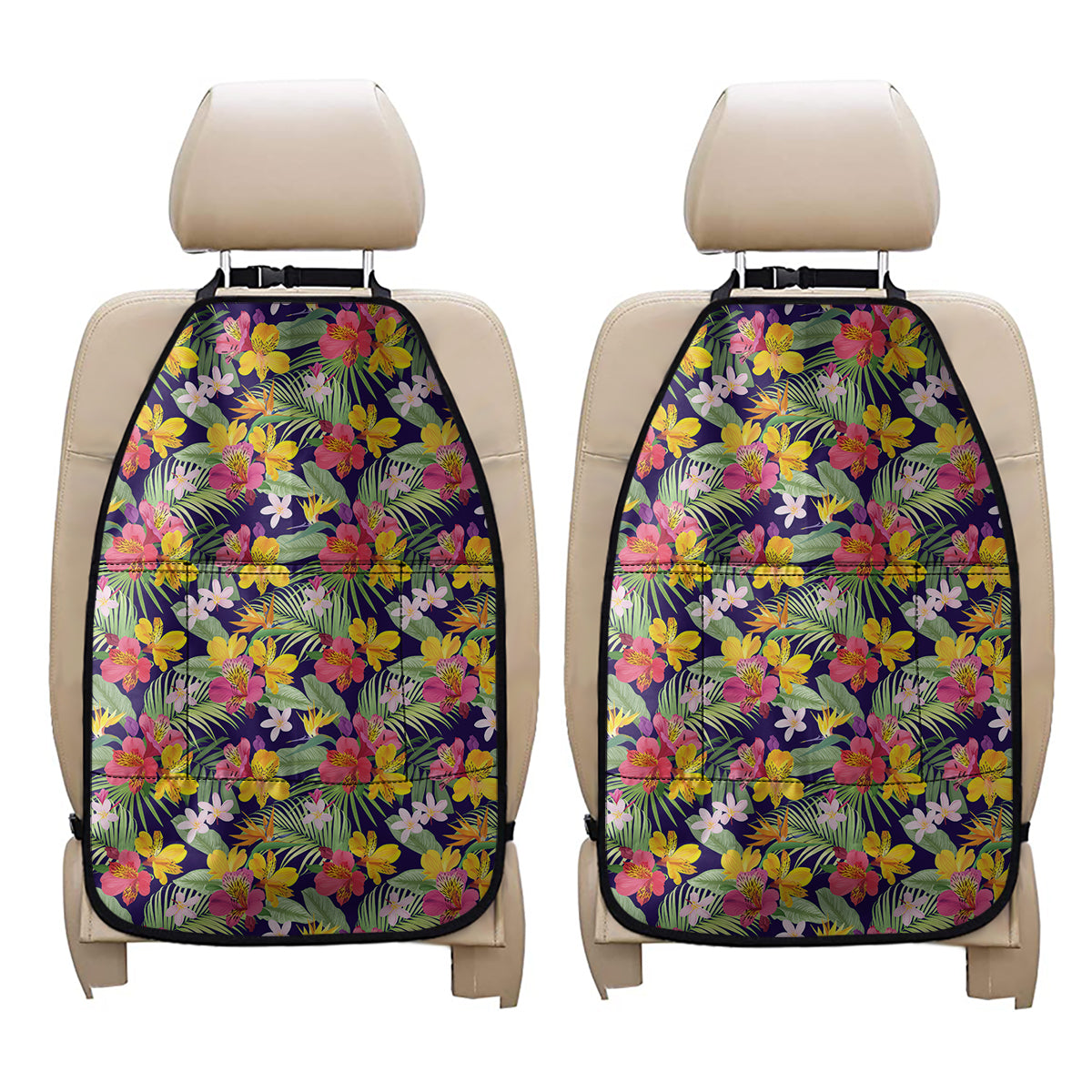 Tropical Alstroemeria Pattern Print Car Seat Organizers