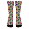 Tropical Alstroemeria Pattern Print Crew Socks