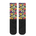 Tropical Alstroemeria Pattern Print Crew Socks
