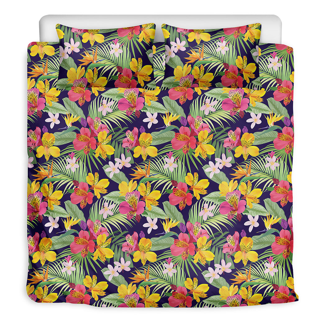 Tropical Alstroemeria Pattern Print Duvet Cover Bedding Set
