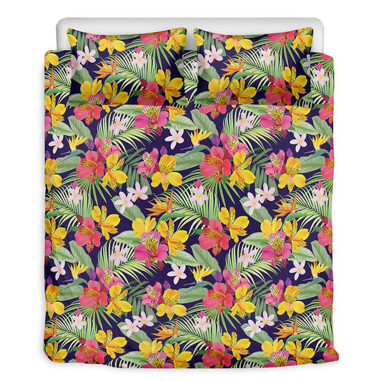 Tropical Alstroemeria Pattern Print Duvet Cover Bedding Set