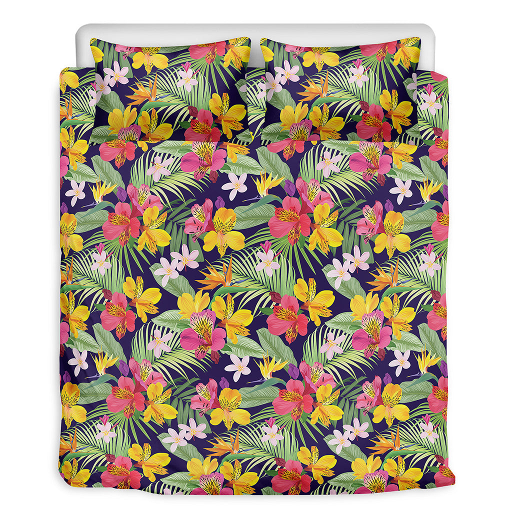 Tropical Alstroemeria Pattern Print Duvet Cover Bedding Set