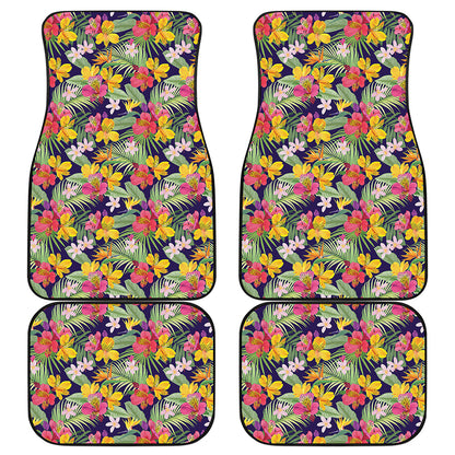 Tropical Alstroemeria Pattern Print Front and Back Car Floor Mats