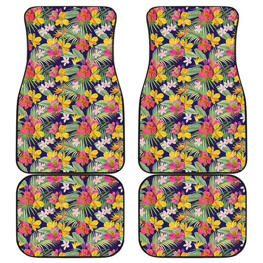 Tropical Alstroemeria Pattern Print Front and Back Car Floor Mats