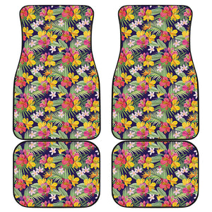 Tropical Alstroemeria Pattern Print Front and Back Car Floor Mats