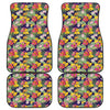 Tropical Alstroemeria Pattern Print Front and Back Car Floor Mats