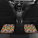 Tropical Alstroemeria Pattern Print Front and Back Car Floor Mats