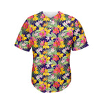 Tropical Alstroemeria Pattern Print Men's Baseball Jersey