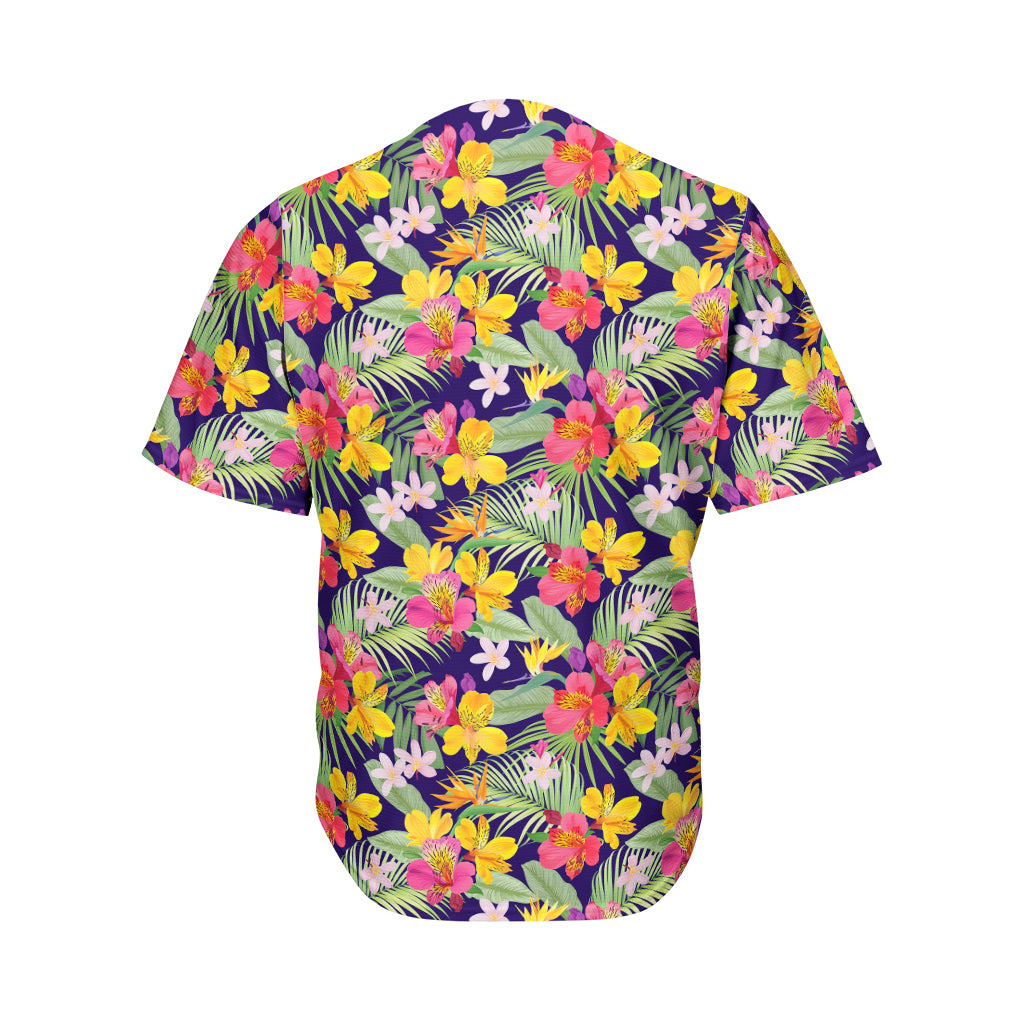 Tropical Alstroemeria Pattern Print Men's Baseball Jersey