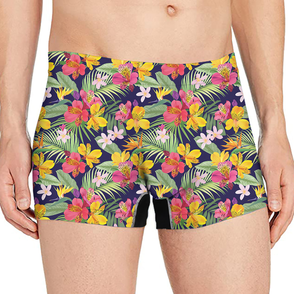 Tropical Alstroemeria Pattern Print Men's Boxer Briefs