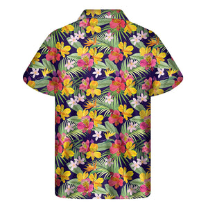 Tropical Alstroemeria Pattern Print Men's Short Sleeve Shirt