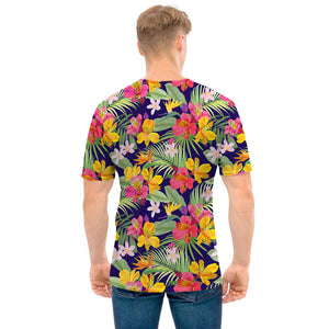 Tropical Alstroemeria Pattern Print Men's T-Shirt