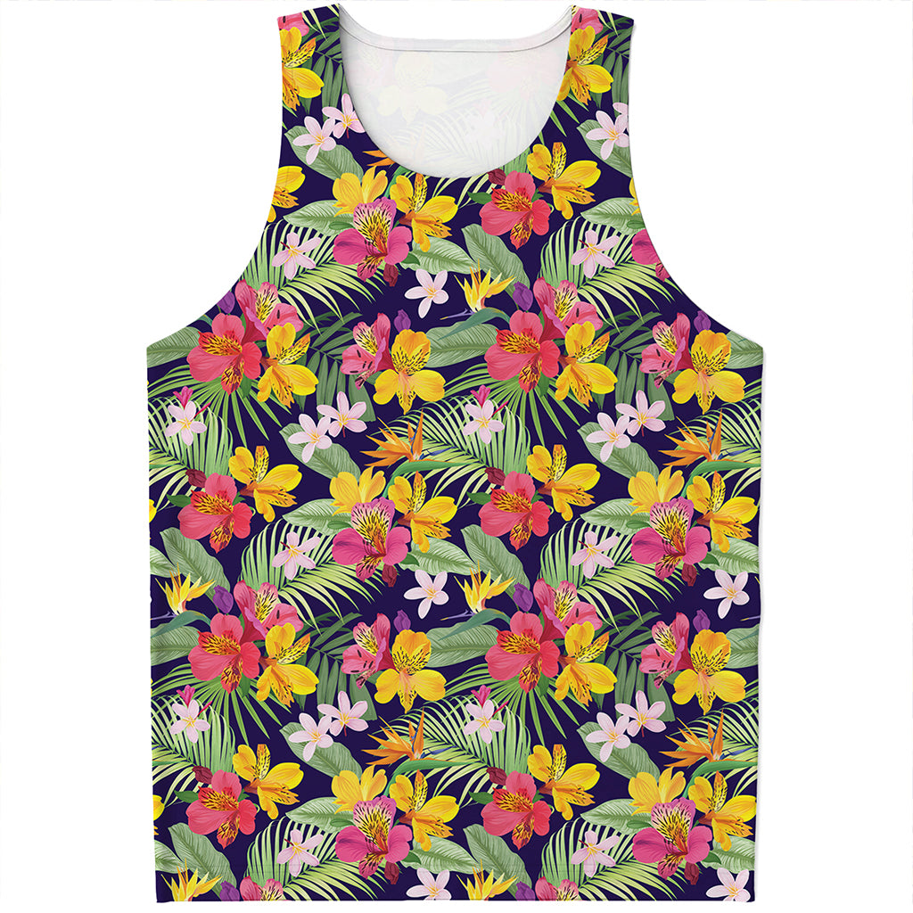 Tropical Alstroemeria Pattern Print Men's Tank Top