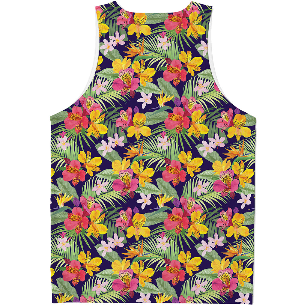 Tropical Alstroemeria Pattern Print Men's Tank Top