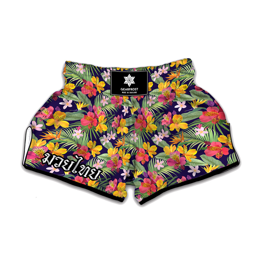 Tropical Alstroemeria Pattern Print Muay Thai Boxing Shorts