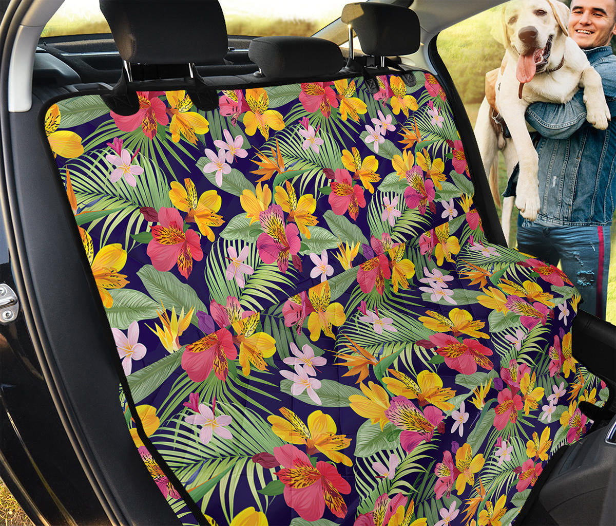 Tropical Alstroemeria Pattern Print Pet Car Back Seat Cover