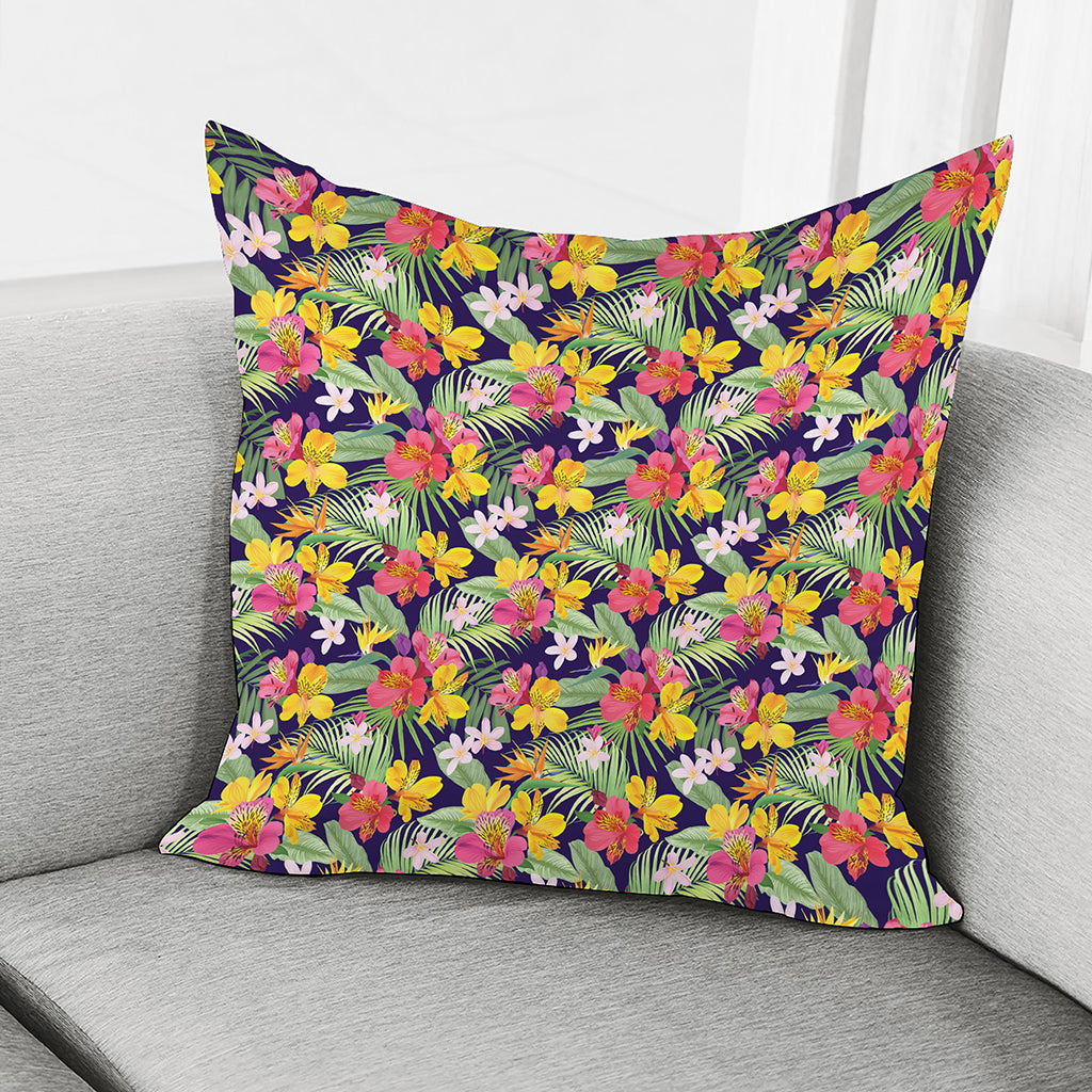 Tropical Alstroemeria Pattern Print Pillow Cover