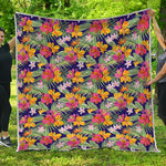 Tropical Alstroemeria Pattern Print Quilt