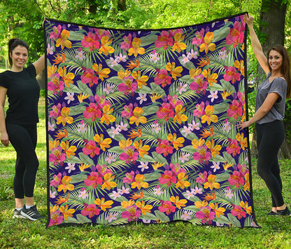 Tropical Alstroemeria Pattern Print Quilt