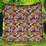 Tropical Alstroemeria Pattern Print Quilt