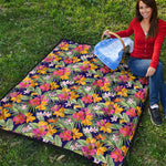 Tropical Alstroemeria Pattern Print Quilt