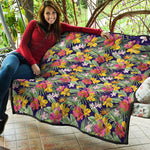 Tropical Alstroemeria Pattern Print Quilt