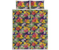 Tropical Alstroemeria Pattern Print Quilt Bed Set