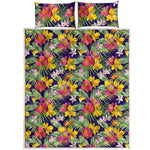 Tropical Alstroemeria Pattern Print Quilt Bed Set