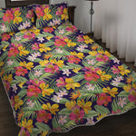 Tropical Alstroemeria Pattern Print Quilt Bed Set
