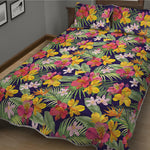 Tropical Alstroemeria Pattern Print Quilt Bed Set