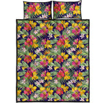 Tropical Alstroemeria Pattern Print Quilt Bed Set