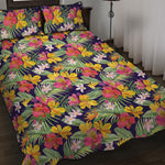 Tropical Alstroemeria Pattern Print Quilt Bed Set
