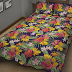 Tropical Alstroemeria Pattern Print Quilt Bed Set