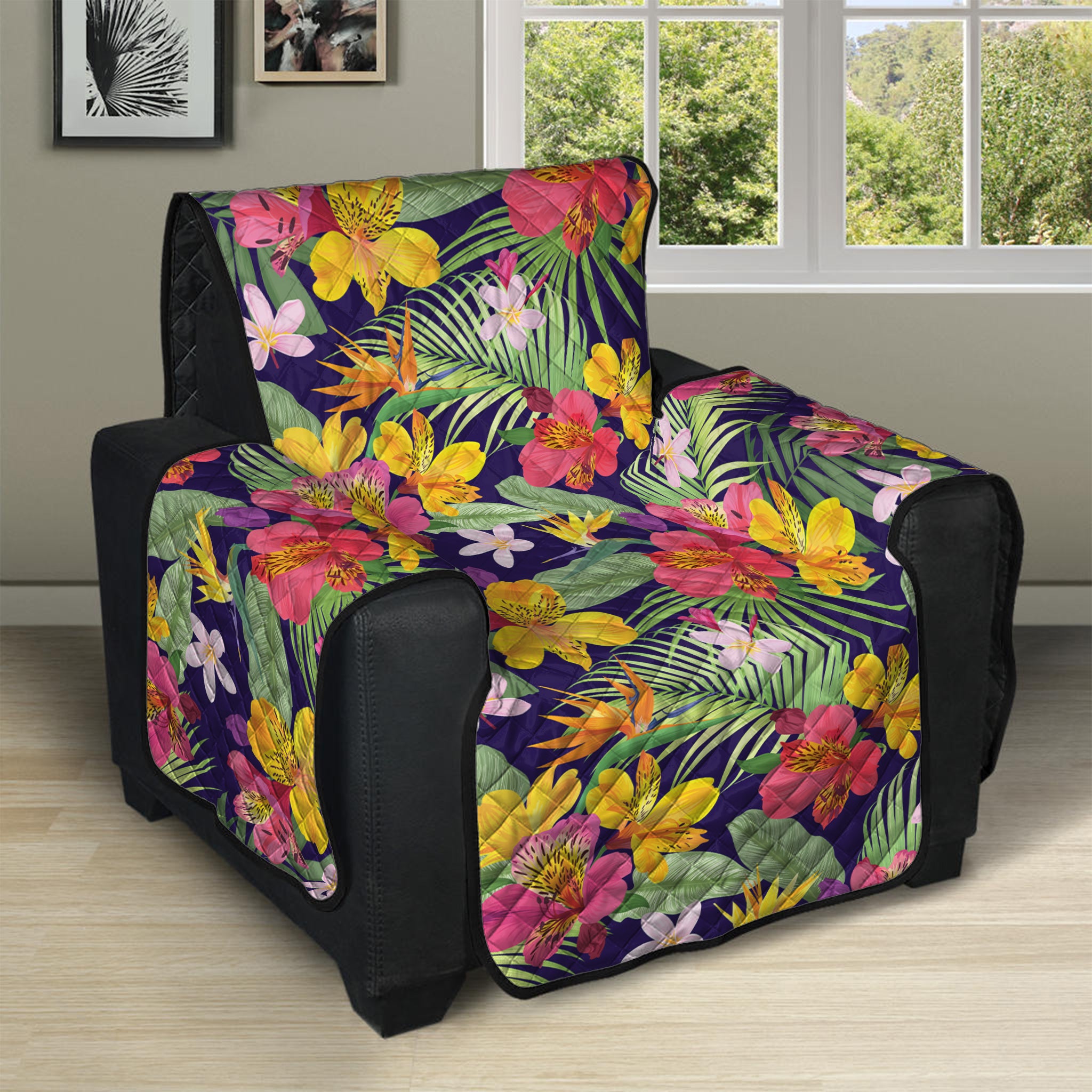 Tropical Alstroemeria Pattern Print Recliner Protector