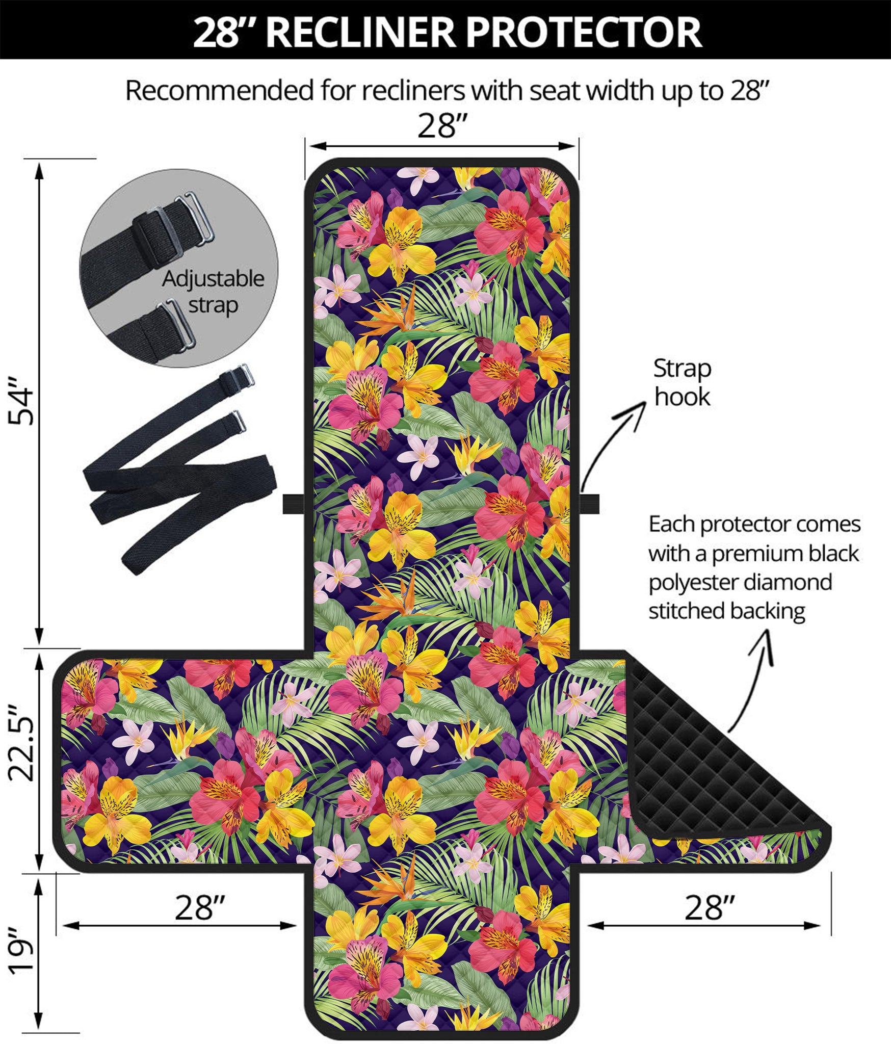 Tropical Alstroemeria Pattern Print Recliner Protector