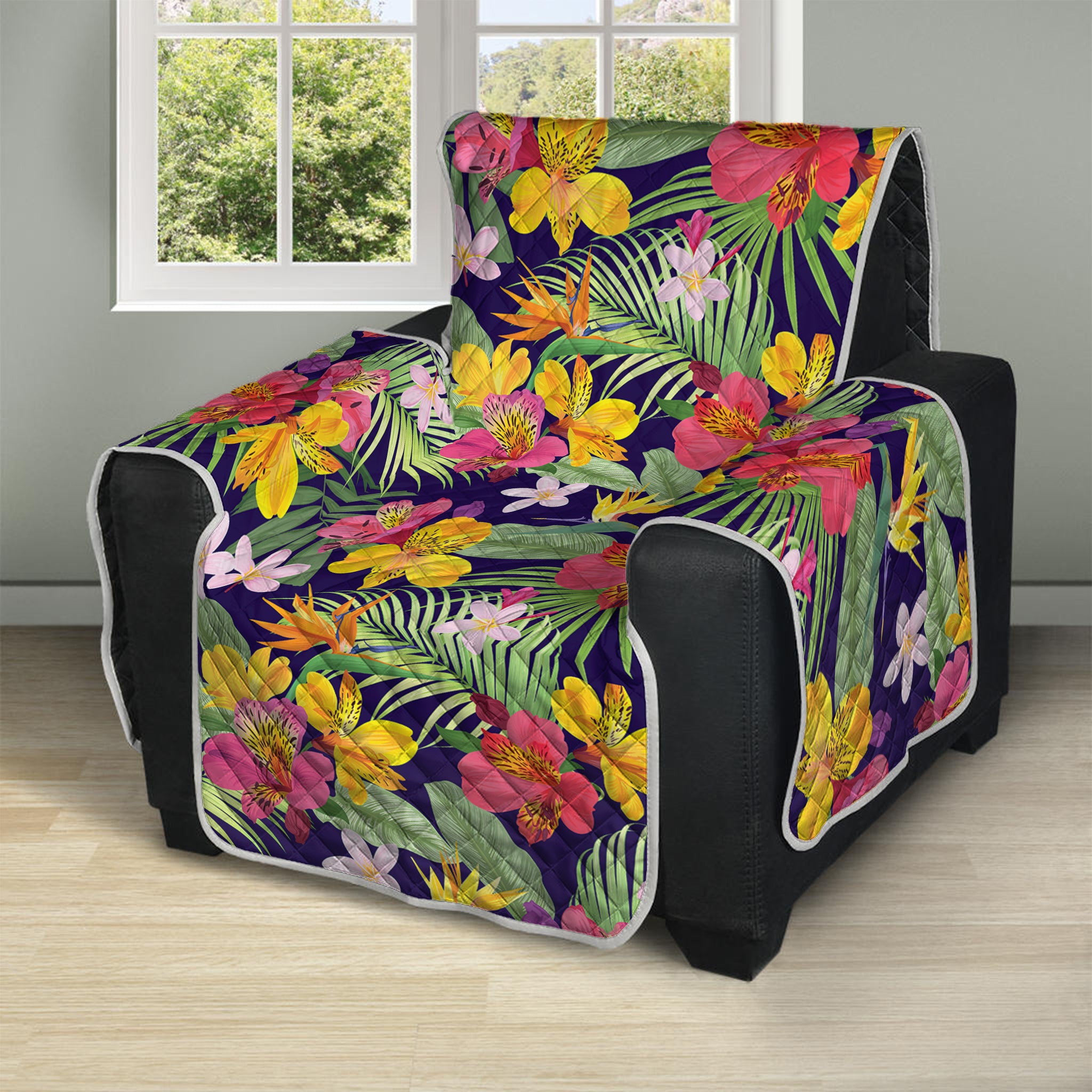 Tropical Alstroemeria Pattern Print Recliner Protector