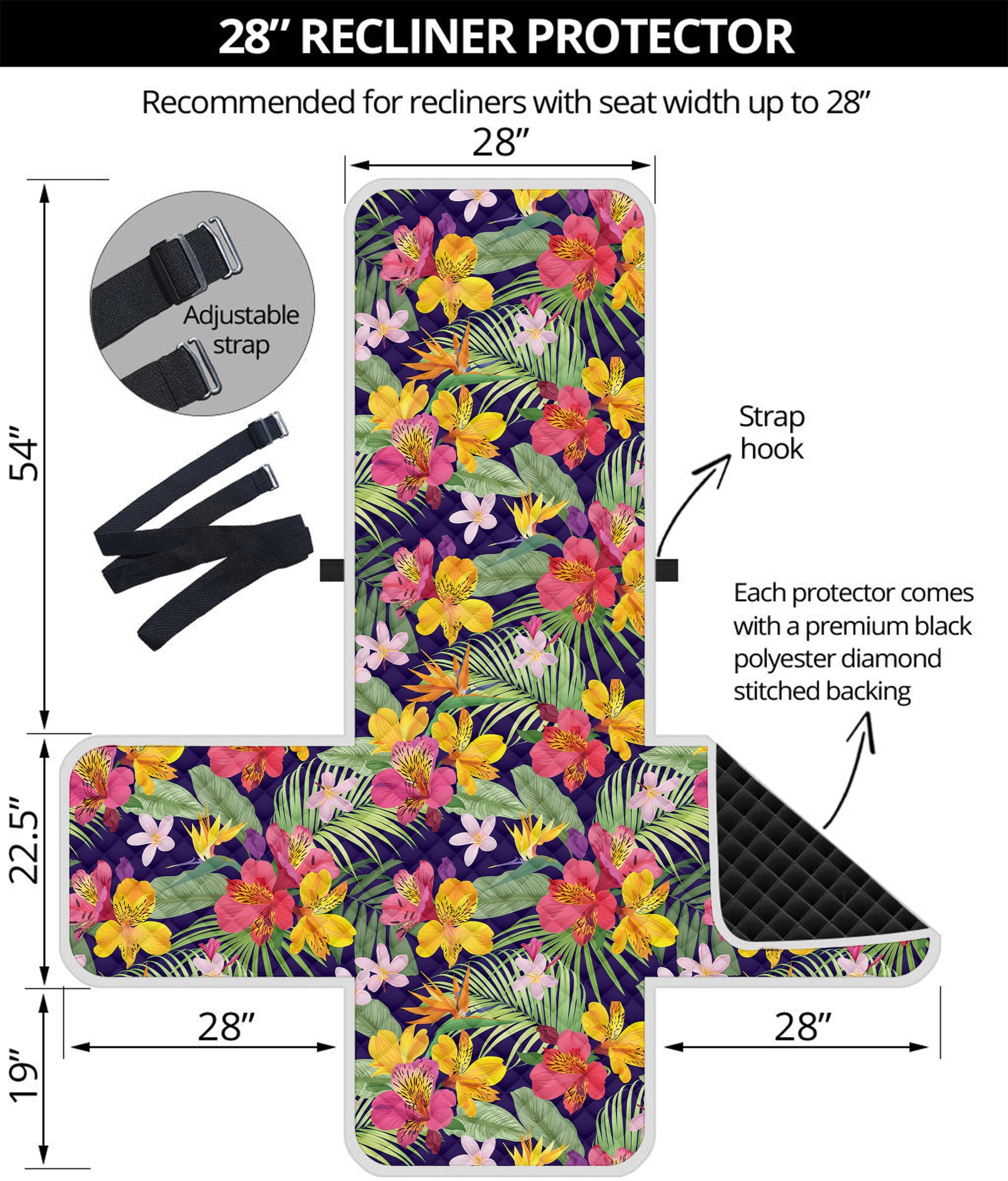 Tropical Alstroemeria Pattern Print Recliner Protector