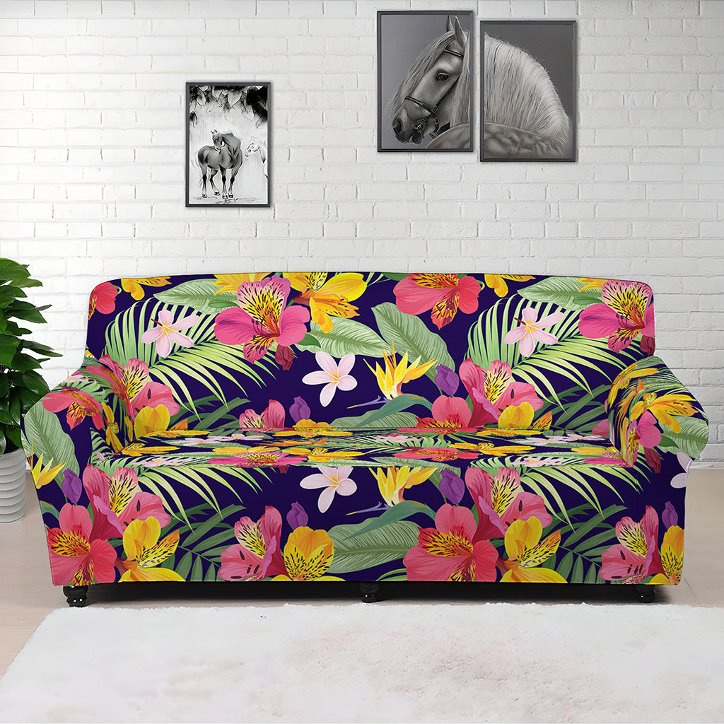 Tropical Alstroemeria Pattern Print Sofa Cover