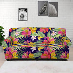 Tropical Alstroemeria Pattern Print Sofa Cover