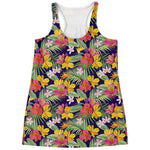 Tropical Alstroemeria Pattern Print Women's Racerback Tank Top