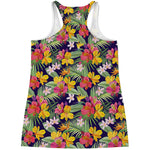 Tropical Alstroemeria Pattern Print Women's Racerback Tank Top