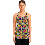 Tropical Alstroemeria Pattern Print Women's Racerback Tank Top