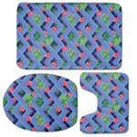 Tropical Aztec Geometric Pattern Print 3 Piece Bath Mat Set