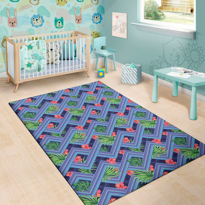 Tropical Aztec Geometric Pattern Print Area Rug