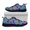 Tropical Aztec Geometric Pattern Print Black Running Shoes