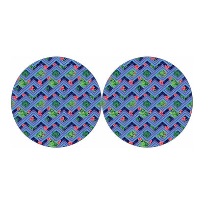 Tropical Aztec Geometric Pattern Print Car Coasters