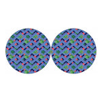 Tropical Aztec Geometric Pattern Print Car Coasters