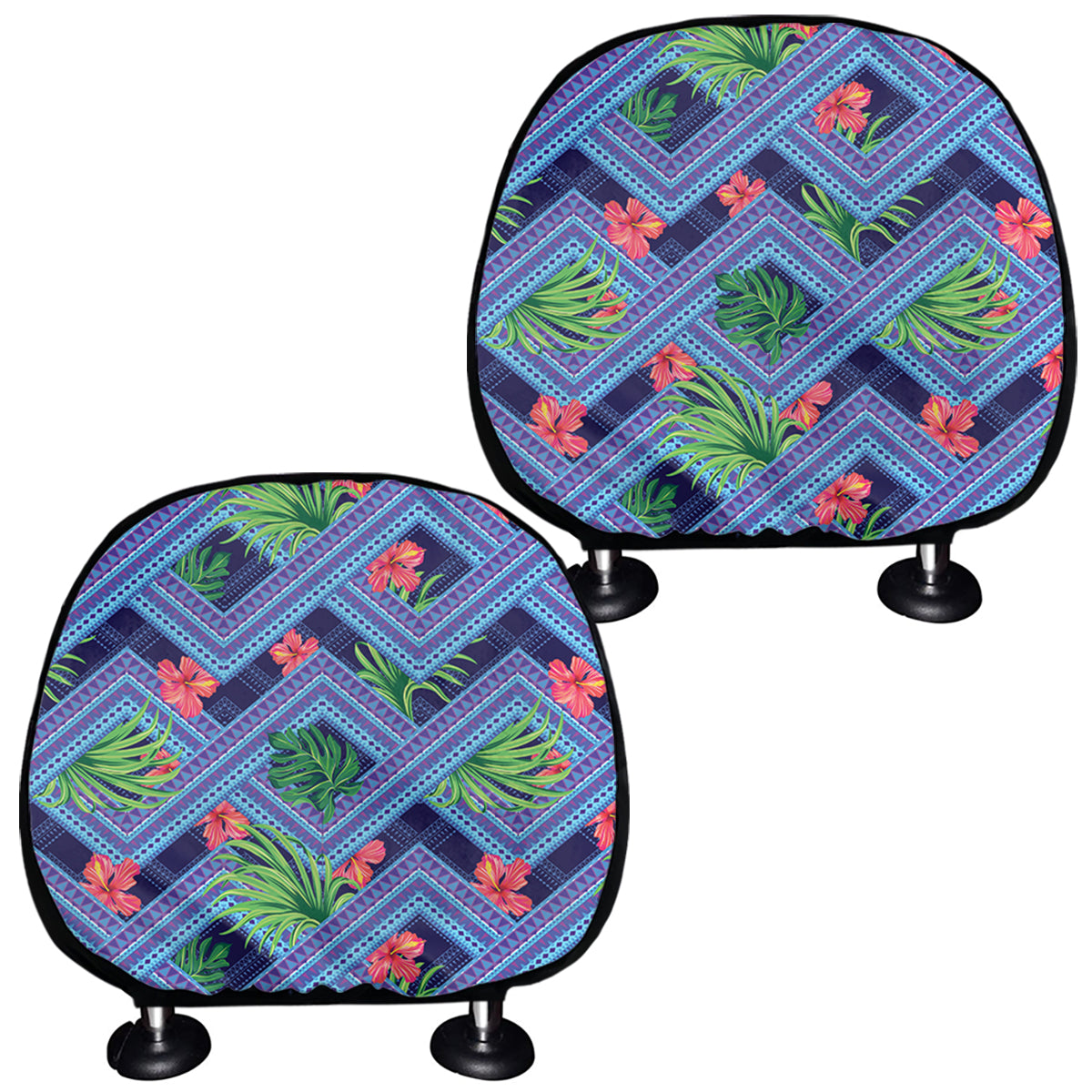 Tropical Aztec Geometric Pattern Print Car Headrest Covers
