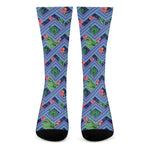 Tropical Aztec Geometric Pattern Print Crew Socks